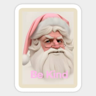 Pastel Pink Santa "Be Kind" Quote Sticker